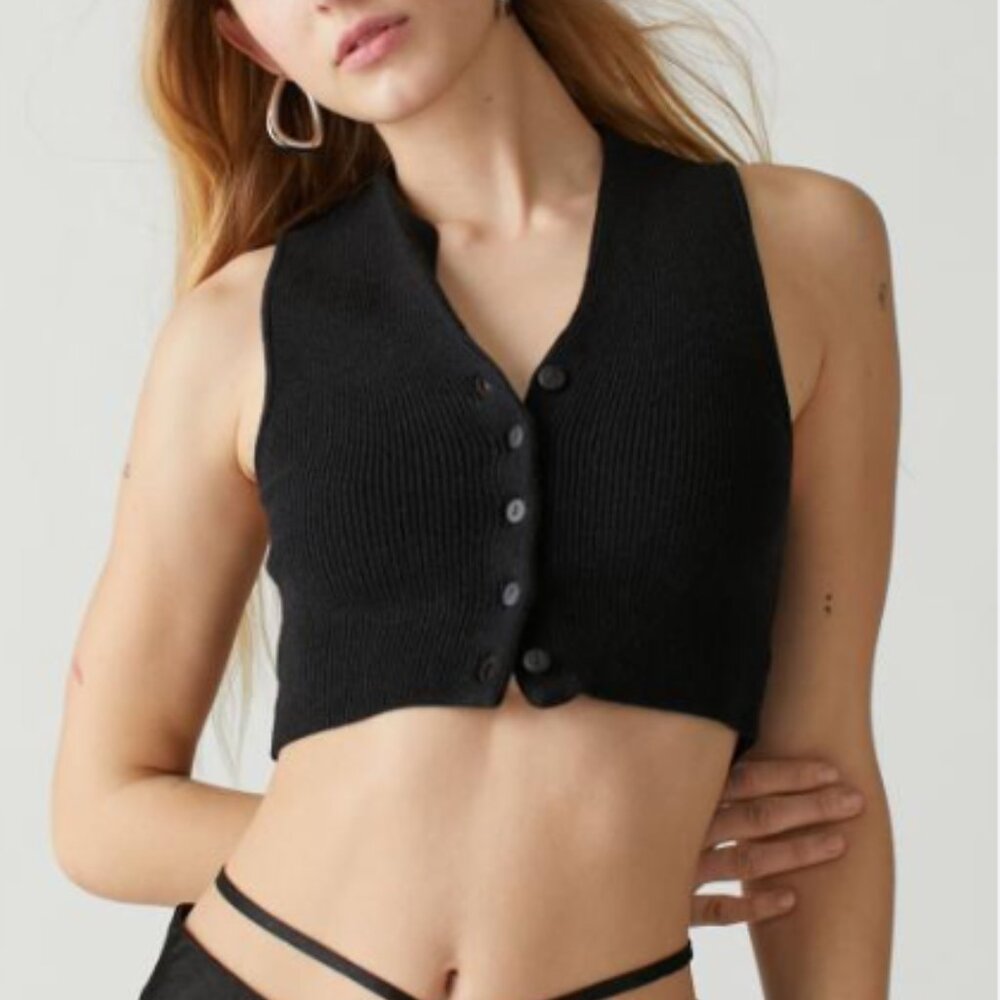 BDG Black Cropped Sweater Vest- Size: Women's XS